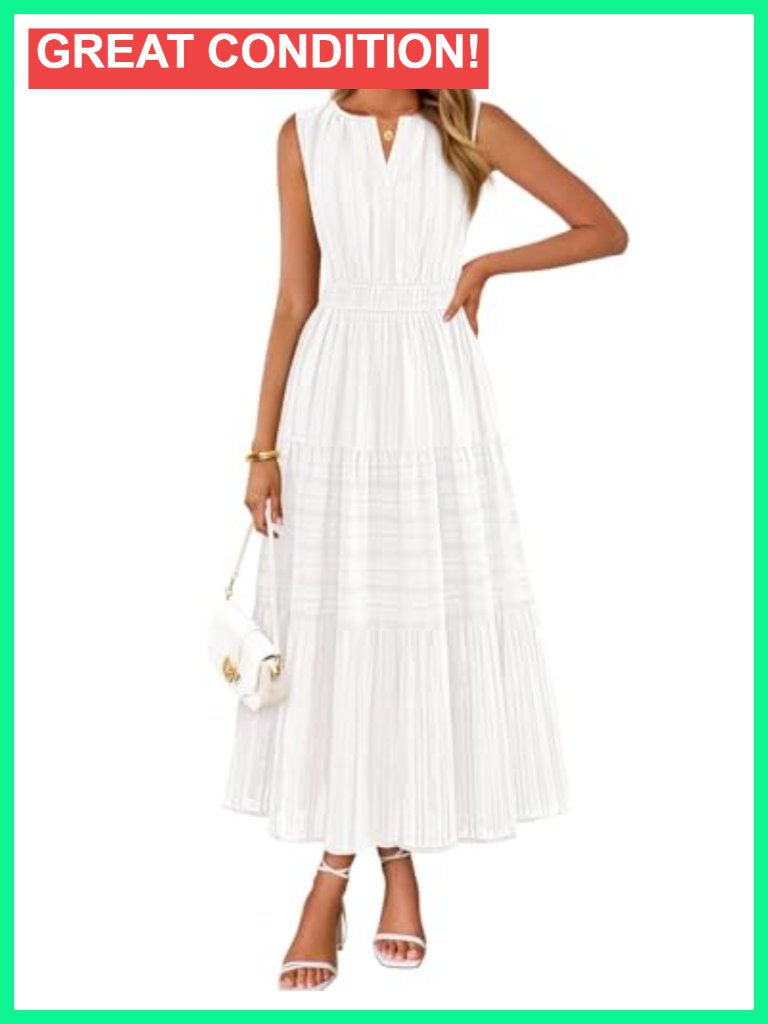 Womens Boho V Neck Sleeveless Maxi Dress With Pockets